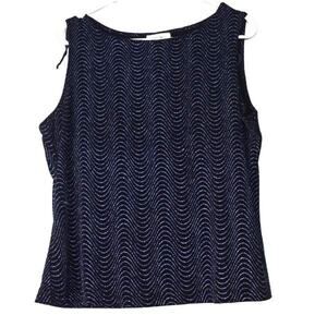 vintage glamorous J.B.S. Ltd. sleeveless top XL navy wavy sparkles on black base